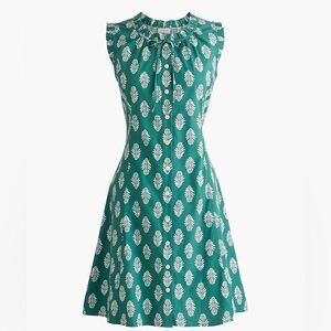 Brand New - J.Crew Teal Patterned Mini Dress Size 6